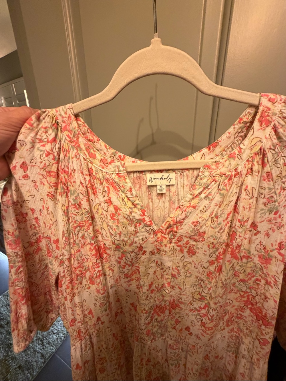 Wonderly Floral Pink V-Neck Women's Dress